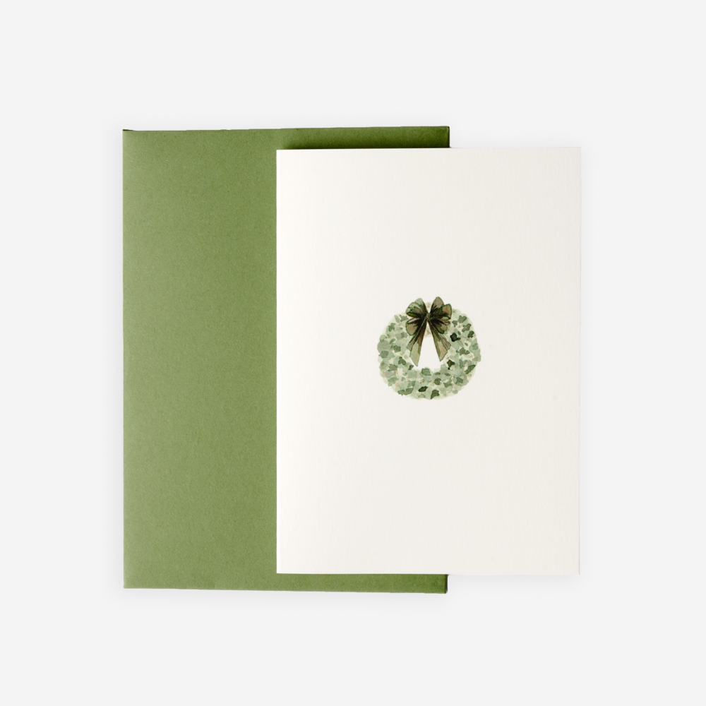 FLOWERBX x Memo Green Wreath Christmas Card pack of 10