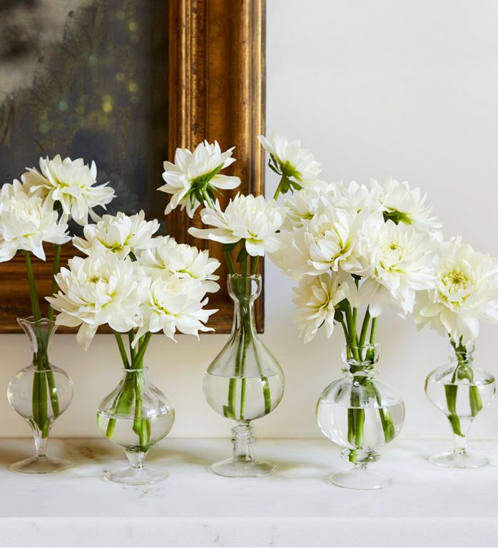 Haven Bud Vase Collection  Cream & White Florals in Glass Bud