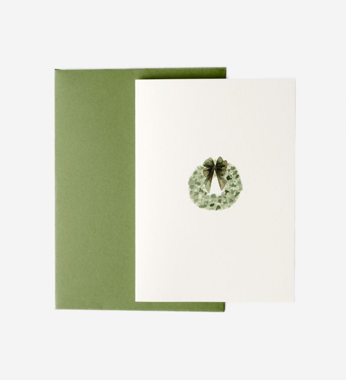 FLOWERBX x Memo Green Wreath Christmas Card pack of 10