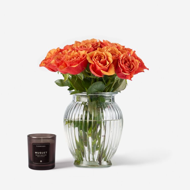 20 Aperol Petite Rose Stems in a Royal Windsor Vase