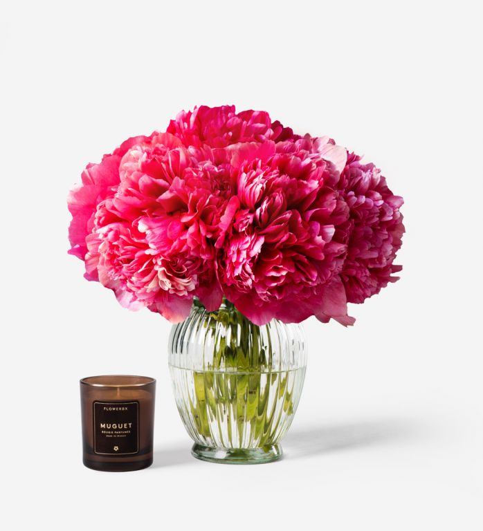 Peony Lover Flowers Gift Set - 10 stems in a Royal Windsor Vase