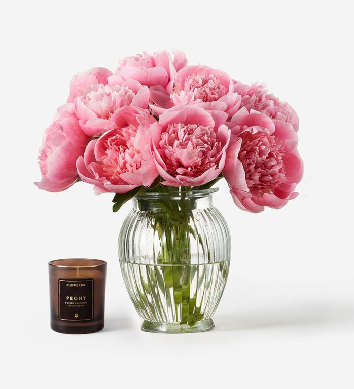 10 Stems of Angel Cheeks Peony with our Peony Scented Candle