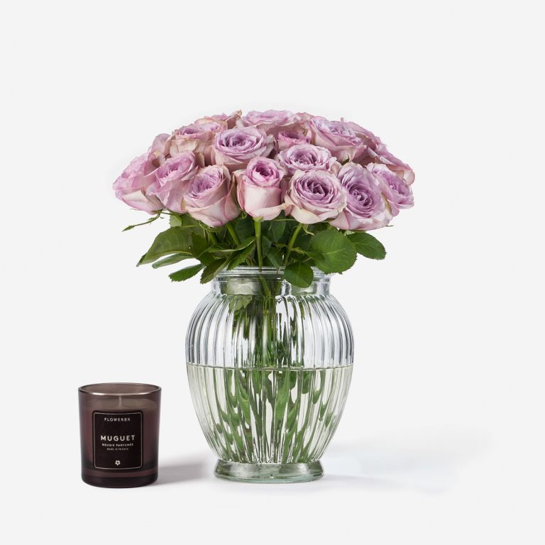 20 Violetta Petite Rose Stems in a Royal Windsor Vase