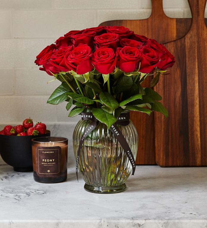 real roses in a vase