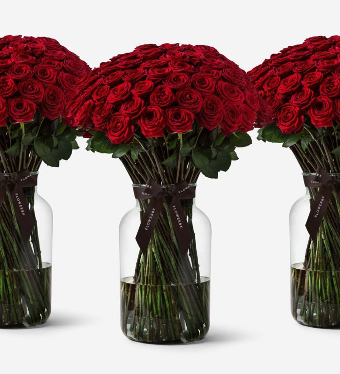 1000 Red Naomi Roses Vase set