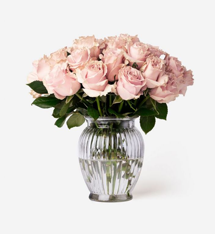 20 stems of Pink Mondial Roses in a Royal Windsor Vase