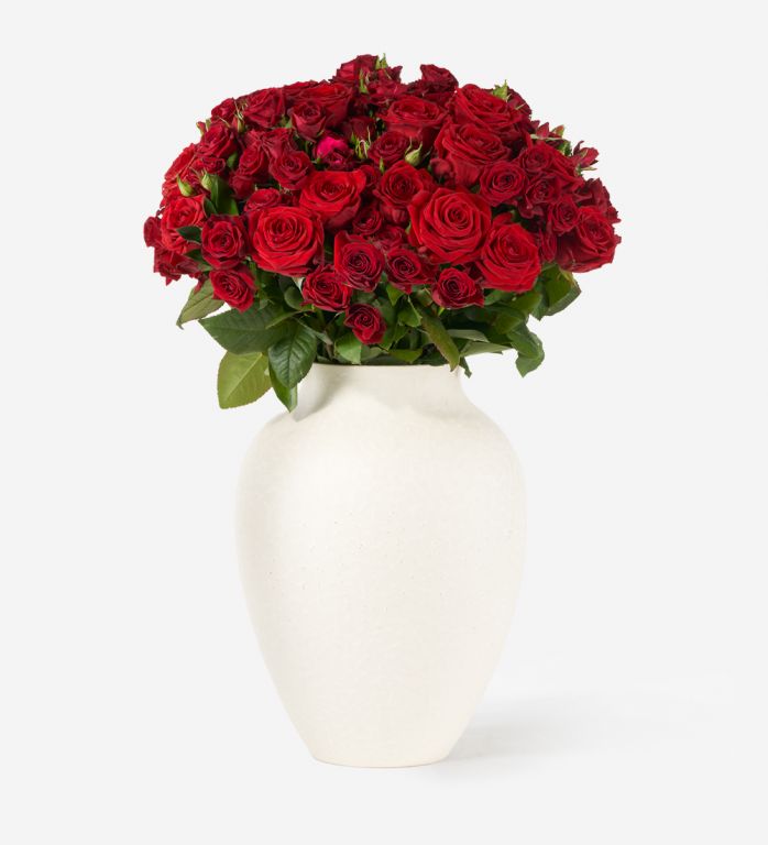 Red 001 - Extraordinary (70 Stems) in a Large Mayfair Blanc Vase
