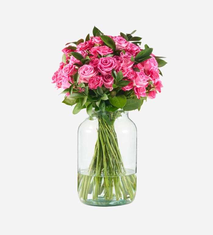 The Haute Pink Bouquet - Large in a Medium Apothecary Vase