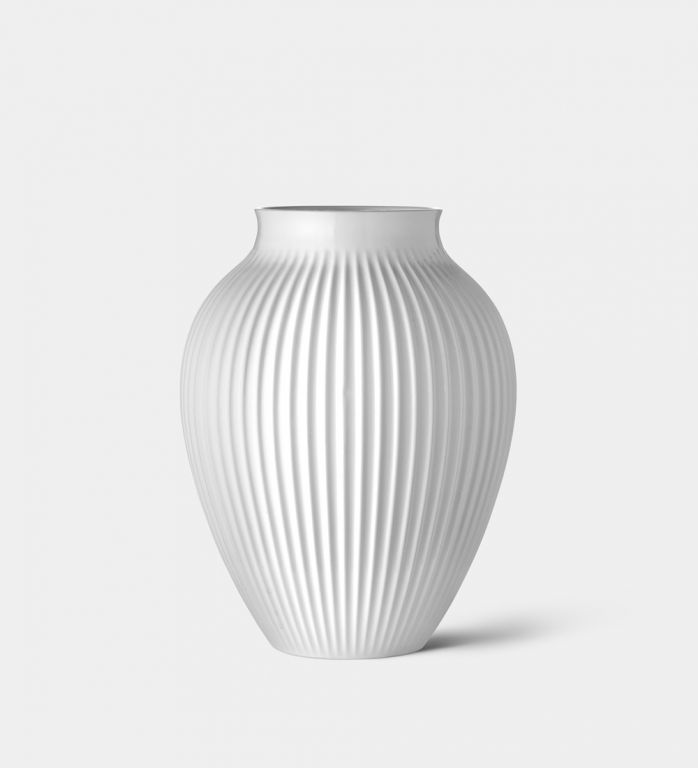 Medium Ridged Mayfair White Vase