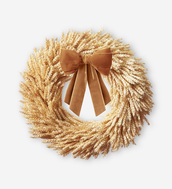 Wheat Wreath with a Cinnamon Velvet Ribbon