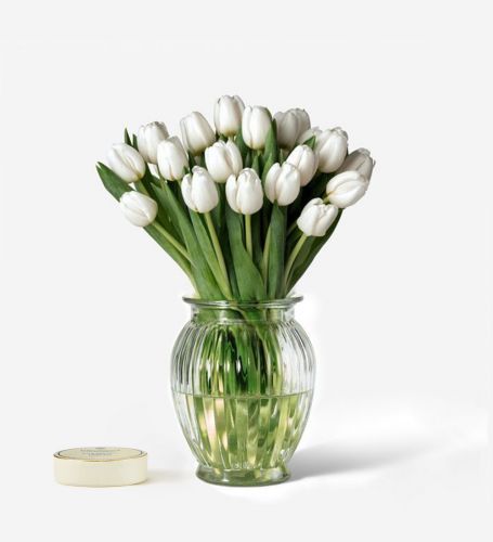Tulips and Chocolate Set - White Hot Dutch Tulips & Charbonnel et Walker Sea Salt Truffles